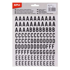 Pack de 5 - Apli Stick Adhésif Lettres Capitales - Hauteur 15mm - Paquet de 4 Feuilles de 468 Lettres - Couleur Noir